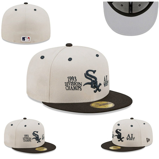 Chicago White Sox 1993 Division Champs Hat with Black Brim and Gray Undervisor – Cream