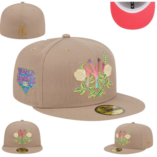 New York Yankees Beige Floral World Series Cap