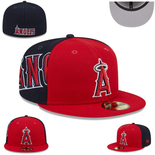 Los Angeles Angels Two-Tone Fitted Cap in Red and Navy