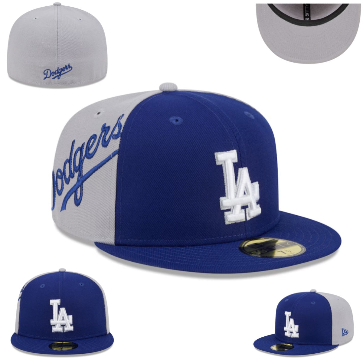 Los Angeles Dodgers Two-Tone Fitted Cap in Blue and Gray