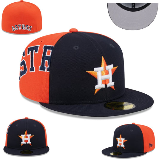 Houston Astros Navy and Orange Two-Tone Fitted Cap