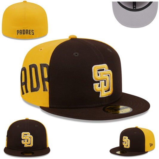 San Diego Padres Two-Tone Fitted Cap in Brown and Yellow