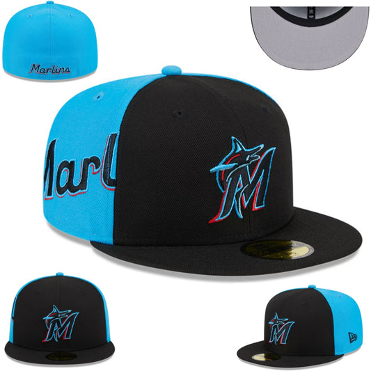 Miami Marlins Two-Tone Fitted Cap with Vibrant Team Logo