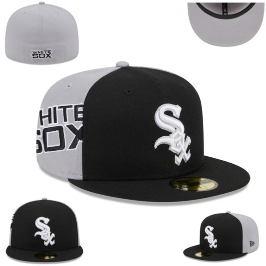 Chicago White Sox Black and Gray Split-Panel Fitted Cap