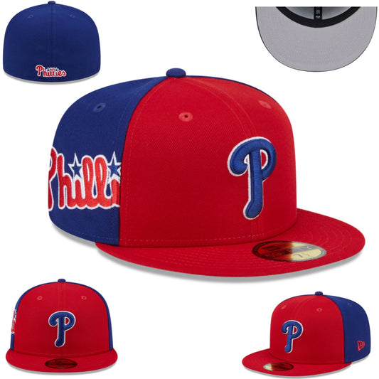 Philadelphia Phillies Red and Blue Split-Panel Fitted Cap