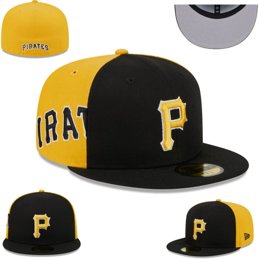 Pittsburgh Pirates Black and Yellow Split-Panel Fitted Cap