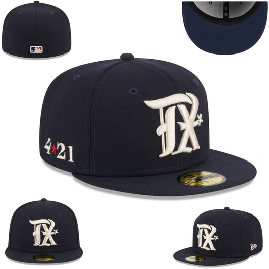 Texas 4:21 Navy Fitted Cap with Bold “TX” Embroidery and Side Tribute Detailing