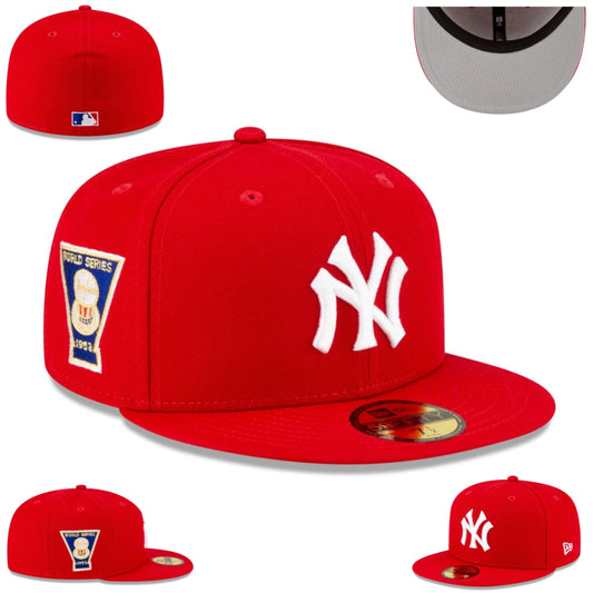 New York Yankees Red Fitted Hat with 1952 World Series Side Patch