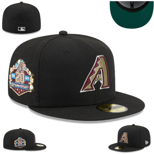 Arizona Diamondbacks 20th Anniversary Fitted Hat – Black with Burgundy and Gold Accents