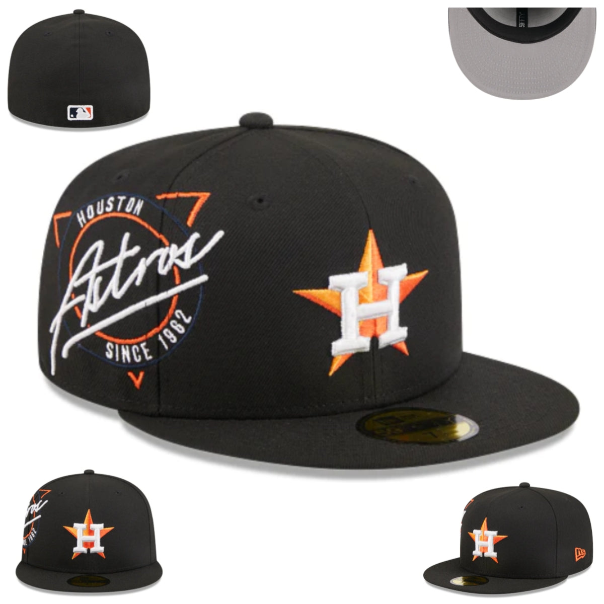 Houston Astros “Since 1962” Fitted Hat – Black with Orange and White Accents