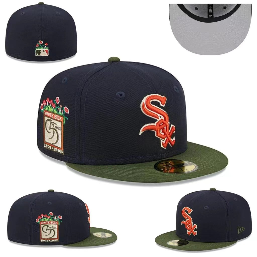 Chicago White Sox 95th Anniversary Fitted Hat – Navy with Green Visor and Orange Accents