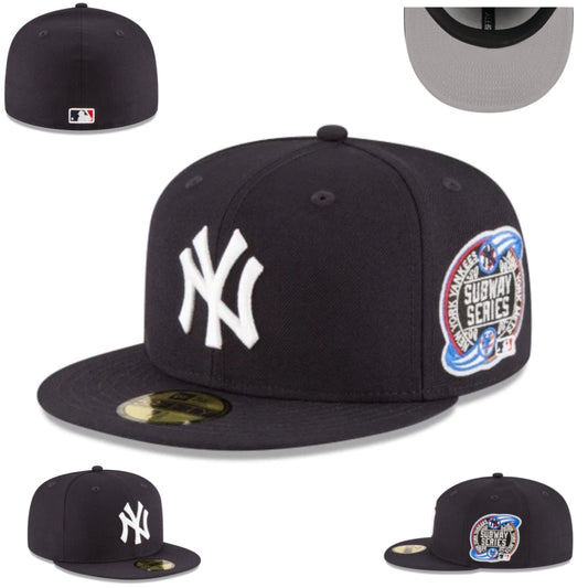 New York Yankees Subway Series Fitted Hat – Black with White Logo and Grey Under-Visor