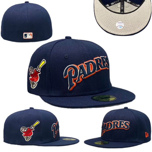 San Diego Padres Navy Fitted Hat with Swinging Friar Logo