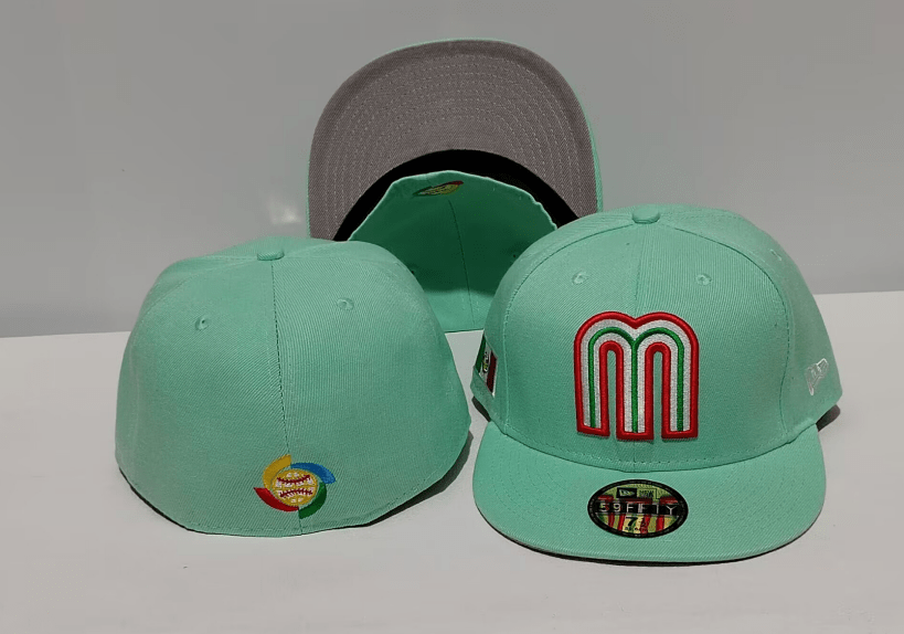 Mint Green Mexico Baseball Hat with National Flag Embroidery