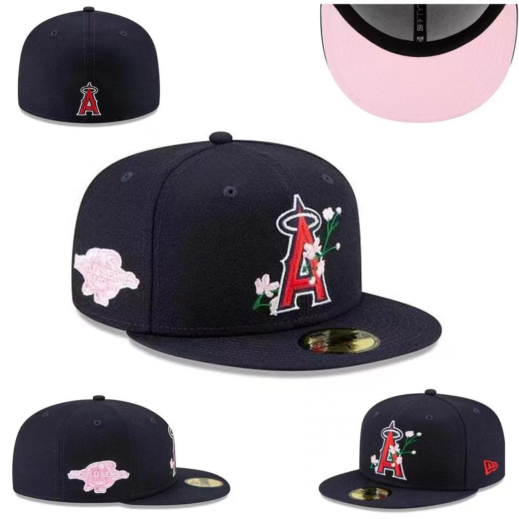 Los Angeles Angels Navy Floral Edition Hat with Pink Undervisor