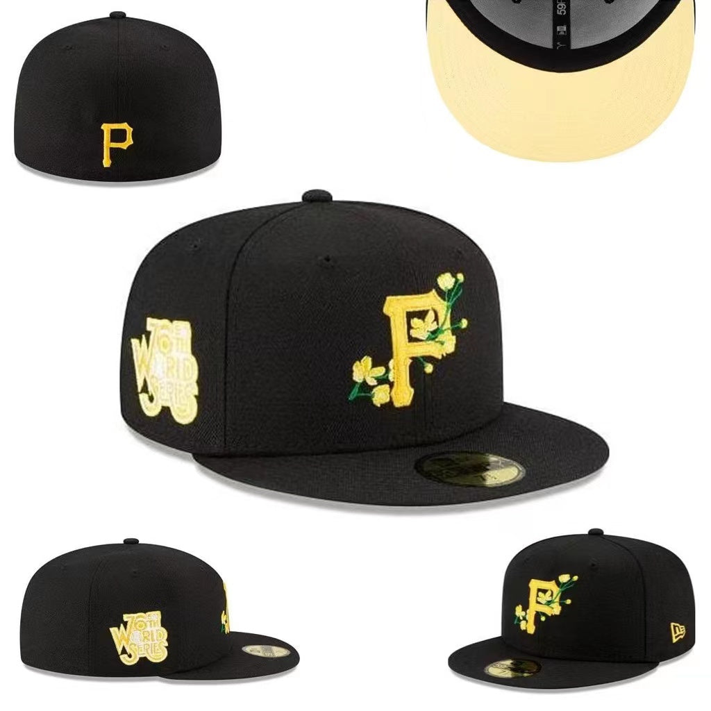 Pittsburgh Pirates Black Floral Edition Hat with Yellow Undervisor