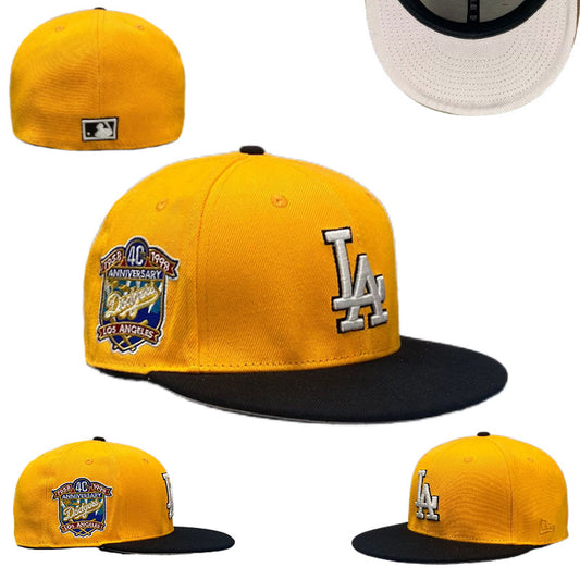 Los Angeles Dodgers 40th Anniversary Commemorative Hat with Black Brim – Yellow