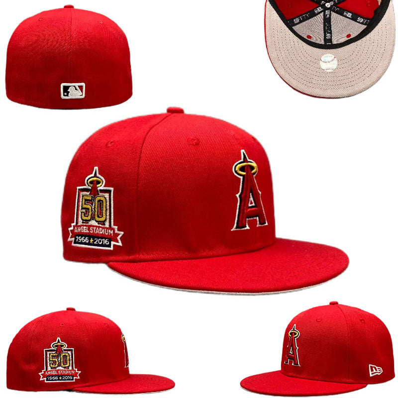 Los Angeles Angels 50th Anniversary Angel Stadium Hat with Beige Undervisor – Red