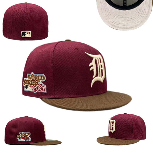 Detroit Tigers 1968 World Series Commemorative Hat with Brown Brim – Burgundy