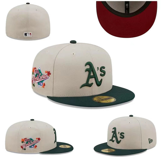 Oakland Athletics 76th World Series Hat with Green Brim and Red Undervisor – Cream