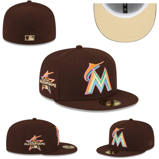 Miami Marlins 2017 All-Star Game Fitted Hat with Tan Underbrim – Brown