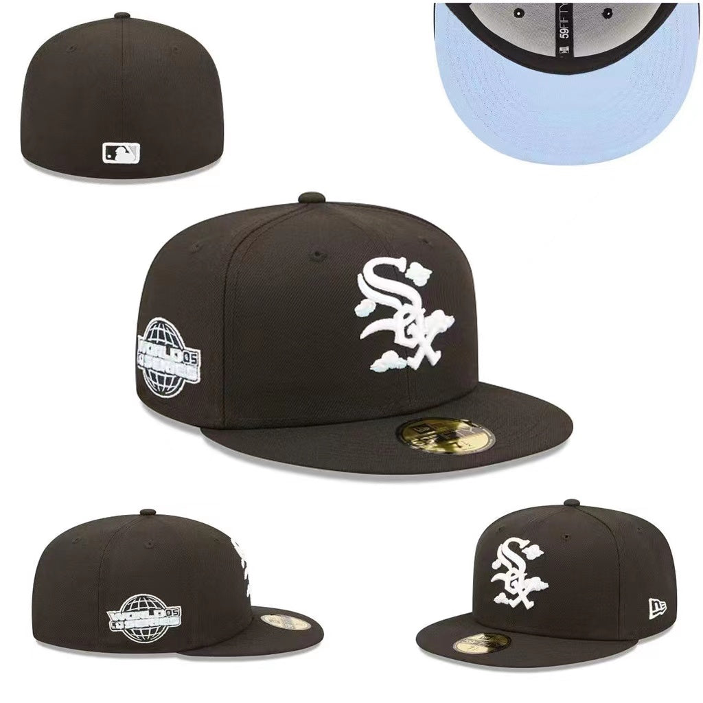 Chicago White Sox 2005 World Series Fitted Hat with Light Blue Underbrim – Black