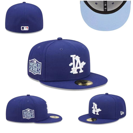 Los Angeles Dodgers 2020 World Series Fitted Hat with Light Blue Underbrim – Royal Blue