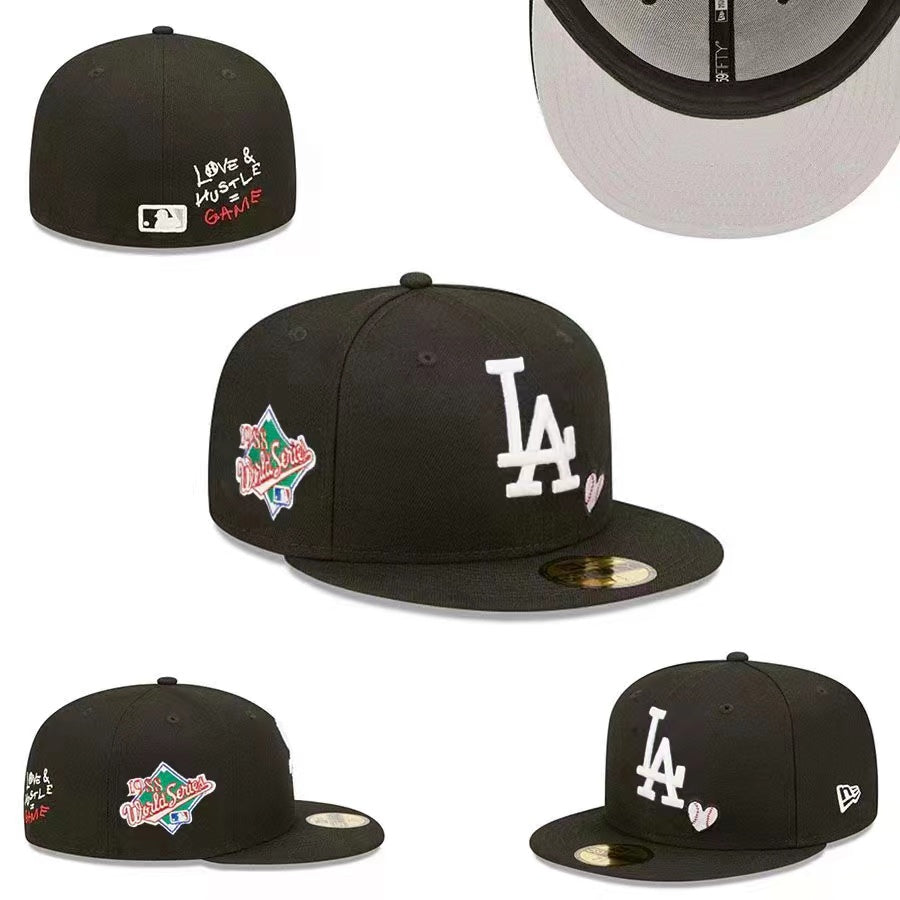 Los Angeles Dodgers 1988 World Series Fitted Hat with “Love & Hustle Game” Embroidery – Black