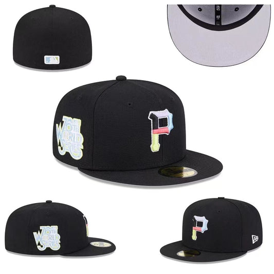 Pittsburgh Pirates 70th World Series Custom Fitted Hat with Multicolor Logo and Gray Underbrim – Black