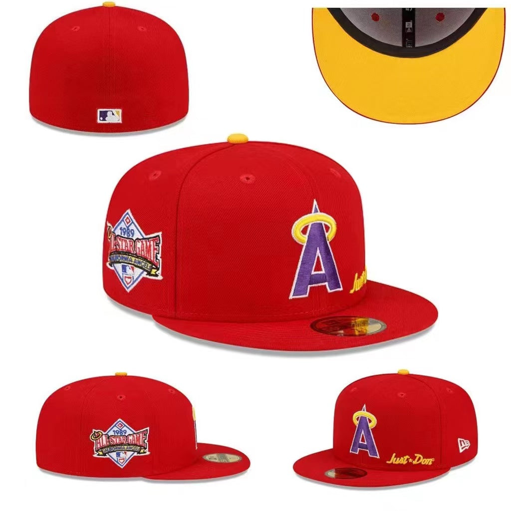 Los Angeles Angels All-Star Game Fitted Hat with Yellow Underbrim and “Just Don” Embroidery – Red