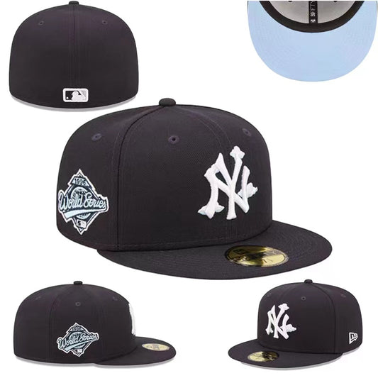 New York Yankees 1996 World Series Fitted Hat with Light Blue Underbrim – Black