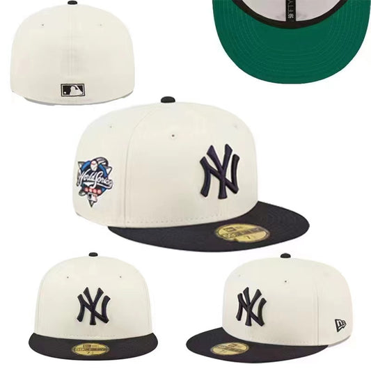 New York Yankees World Series Fitted Hat with Green Underbrim – White and Black