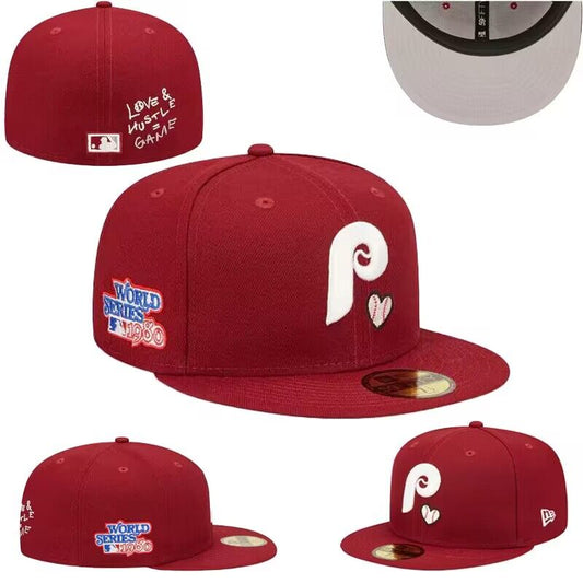 Philadelphia Phillies Love & Hustle 1980 World Series 59FIFTY Fitted Hat – Burgundy with Heart Embroidery