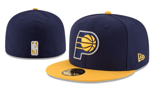 Indiana Pacers NBA Snapback Cap with Embroidered Logo and Yellow Brim – Navy