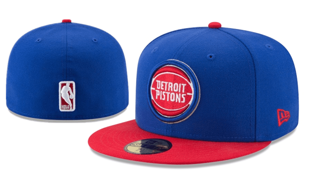 Detroit Pistons NBA Snapback Cap with Embroidered Logo and Red Brim – Blue