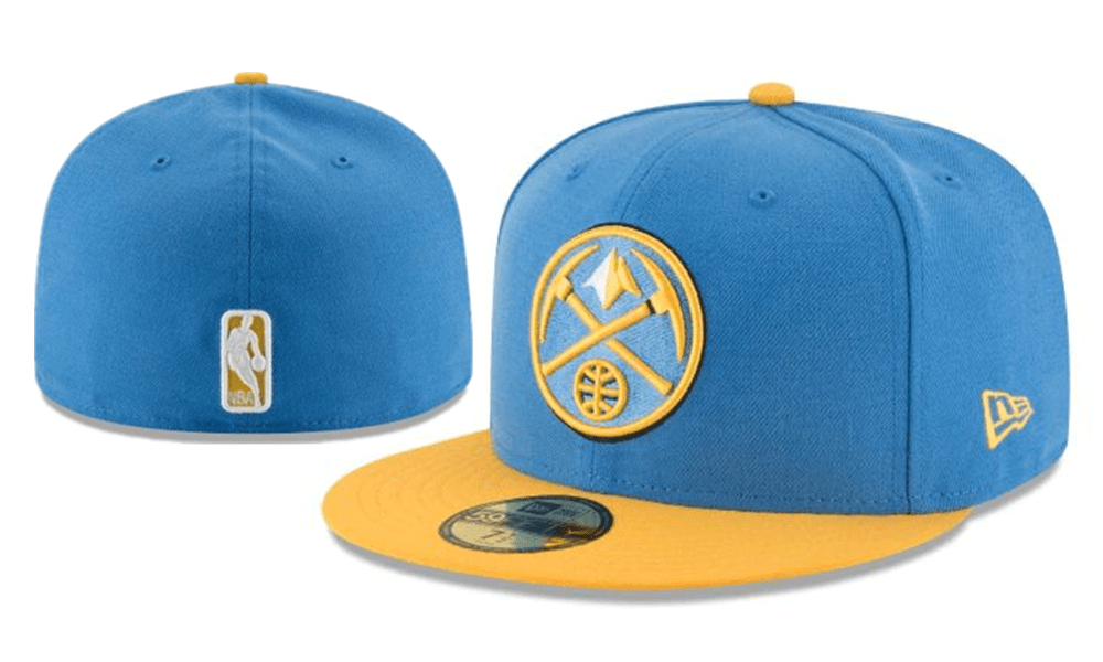 Denver Nuggets NBA Snapback Cap with Embroidered Logo and Yellow Brim – Light Blue