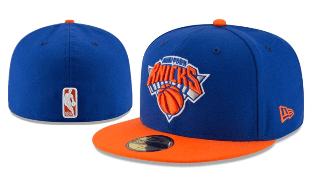 New York Knicks NBA Snapback Cap with Embroidered Logo and Orange Brim – Blue