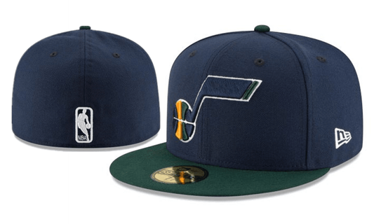 Utah Jazz NBA Snapback Cap with Embroidered Logo and Green Brim – Navy