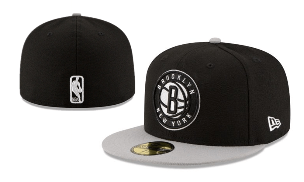 Brooklyn Nets NBA Snapback Cap with Embroidered Logo and Gray Brim – Black