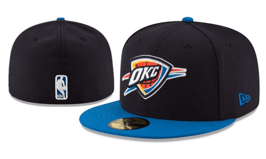 Oklahoma City Thunder NBA Snapback Cap with Embroidered Logo and Blue Brim – Black