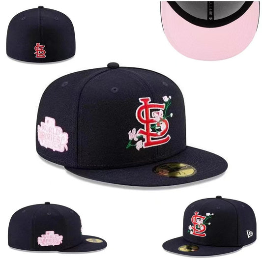 St. Louis Cardinals Floral World Series Snapback Cap – Navy with Pink Under-Visor