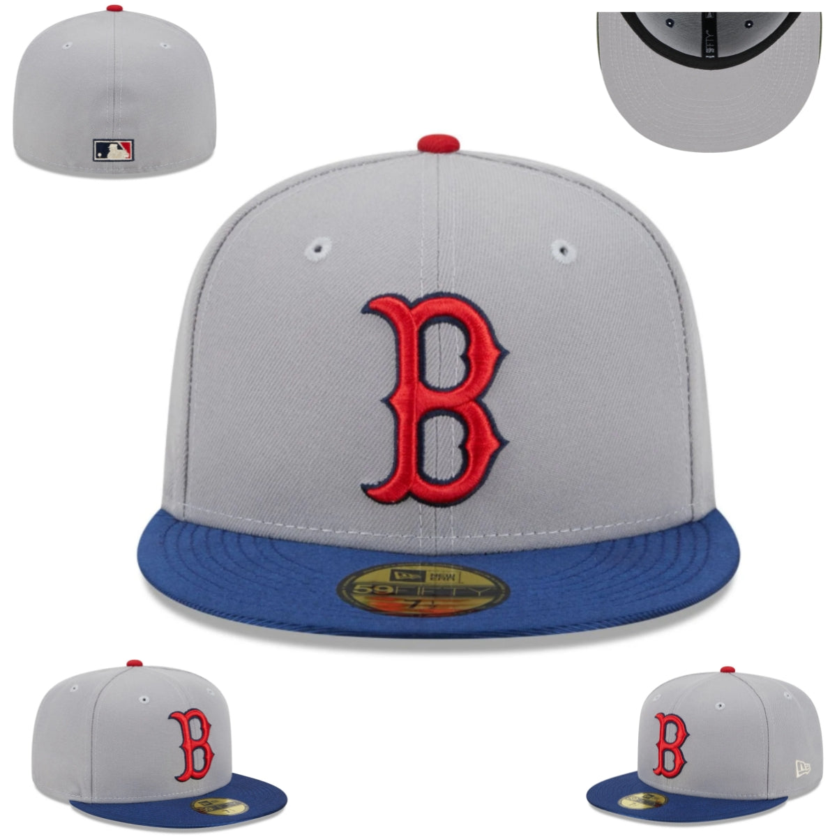 Boston Red Sox Gray and Blue Fitted Cap for MLB Fans