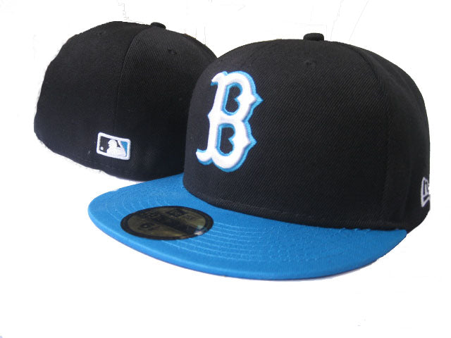 Boston Red Sox Fitted Hat with Sky Blue Brim and Embroidered Logo