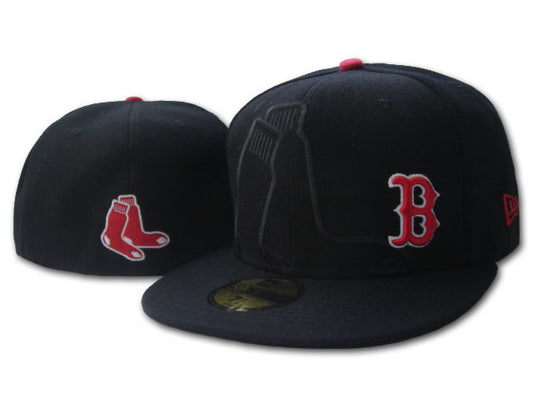 Boston Red Sox Fitted Hat with Black Tone Design and Red Sox Logo