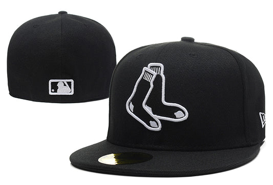 Boston Red Sox Black Fitted Hat with White Socks Logo