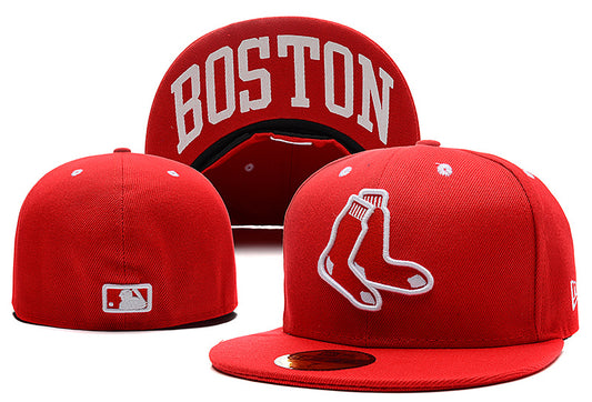 Boston Red Sox Red Fitted Hat with White Sox Logo and Bold Boston Undervisor Lettering