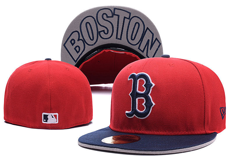 Boston Red Sox Red and Navy Fitted Hat with Bold Undervisor “BOSTON” Lettering