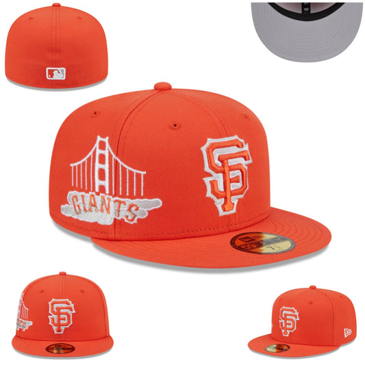 San Francisco Giants Orange Fitted Hat with Golden Gate Bridge Embroidery