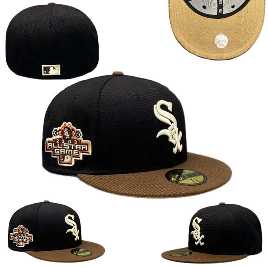 Chicago White Sox Fitted MLB Hat with 2003 All-Star Game Patch and Brown Brim – Black