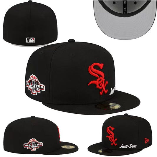 Chicago White Sox Fitted MLB Hat with 2003 All-Star Game Patch and Red Logo – Black